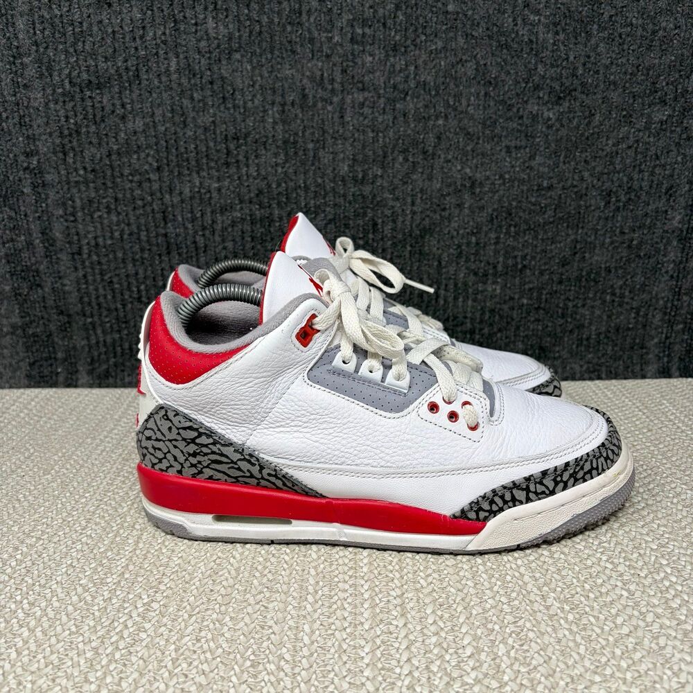 Nike Air Jordan 3 Retro Fire Red White Grey Shoes Womens 8.5 7Y DM0967-160